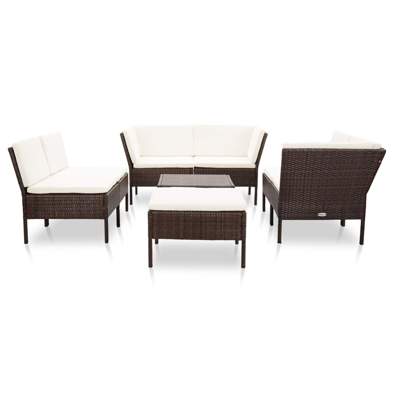 vidaXL 8 Piece Garden Lounge Set with Cushions Poly Rattan Brown
