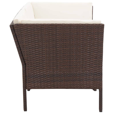 vidaXL 8 Piece Garden Lounge Set with Cushions Poly Rattan Brown