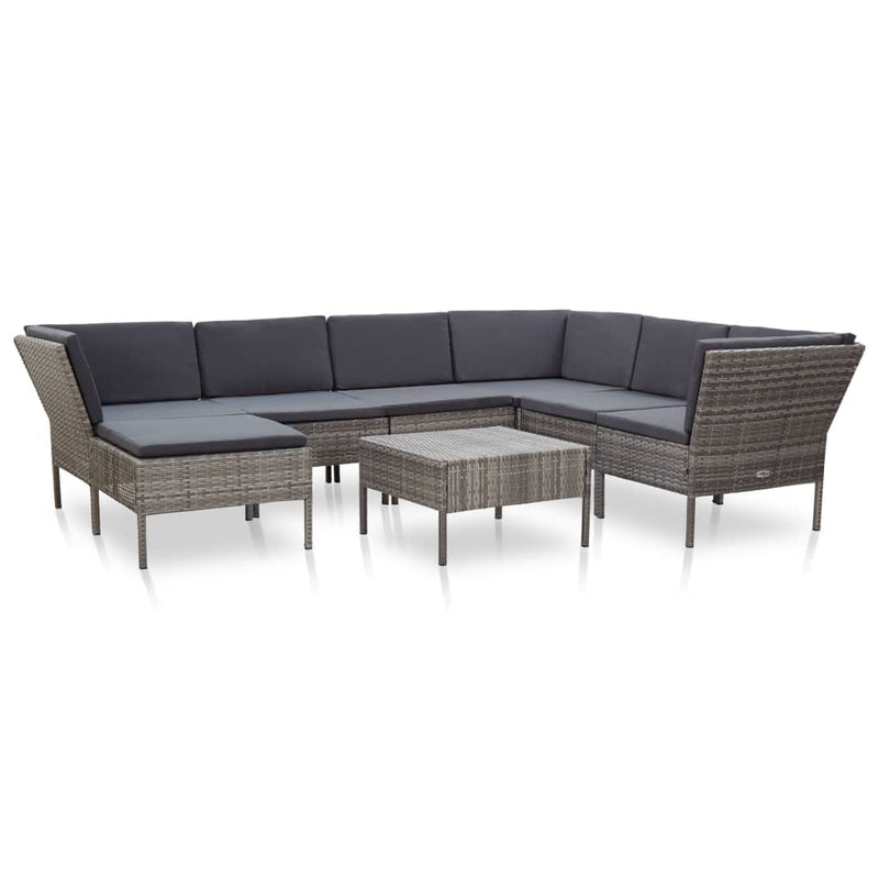vidaXL 8 Piece Garden Lounge Set with Cushions Poly Rattan Brown