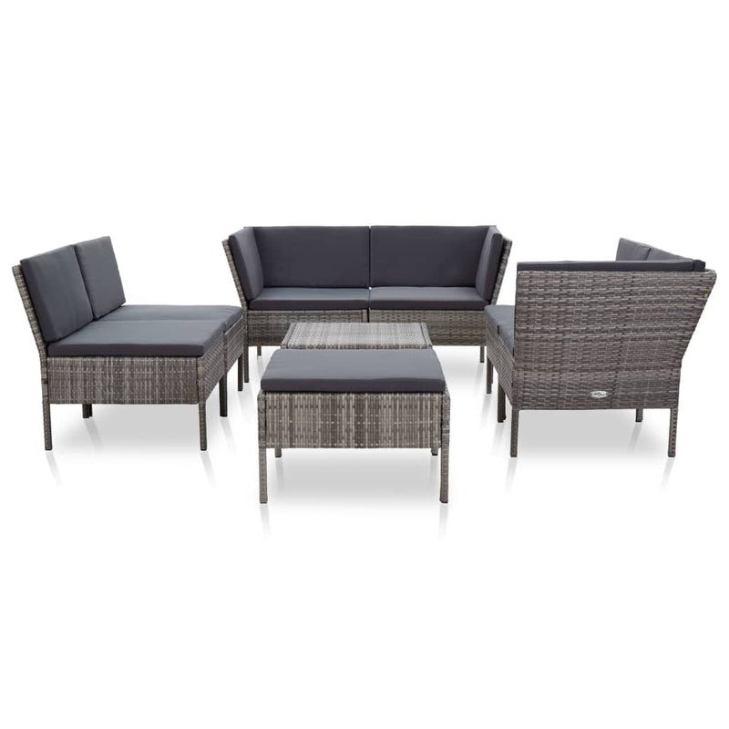 vidaXL 8 Piece Garden Lounge Set with Cushions Poly Rattan Brown