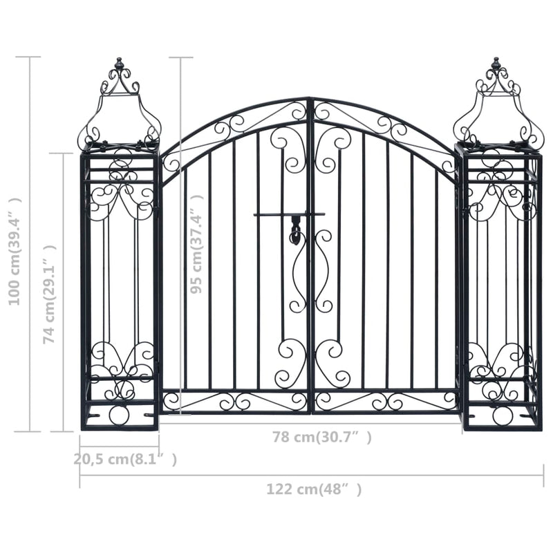 vidaXL Ornamental Garden Gate Wrought Iron 122x20.5x160 cm