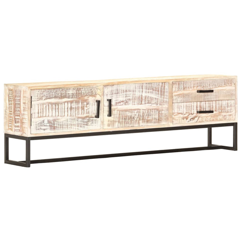 vidaXL TV Cabinet White 140x30x45 cm Solid Acacia Wood