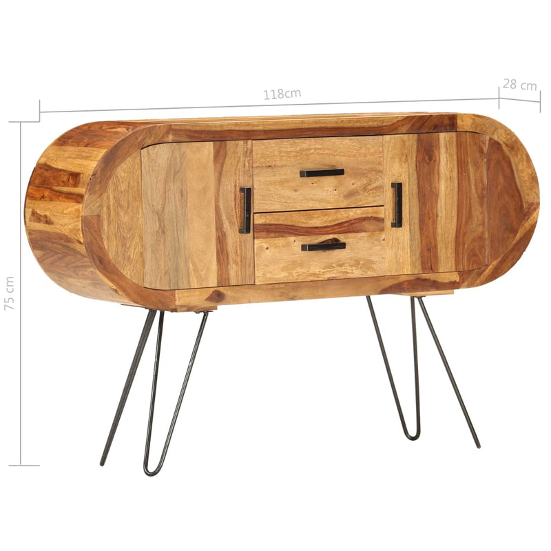 vidaXL Sideboard 118x28x75 cm Solid Sheesham Wood