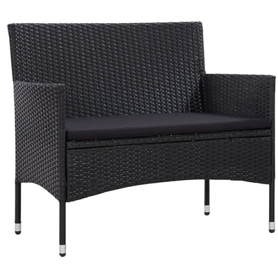 vidaXL 4 Piece Garden Lounge Set with Cushions Poly Rattan Black