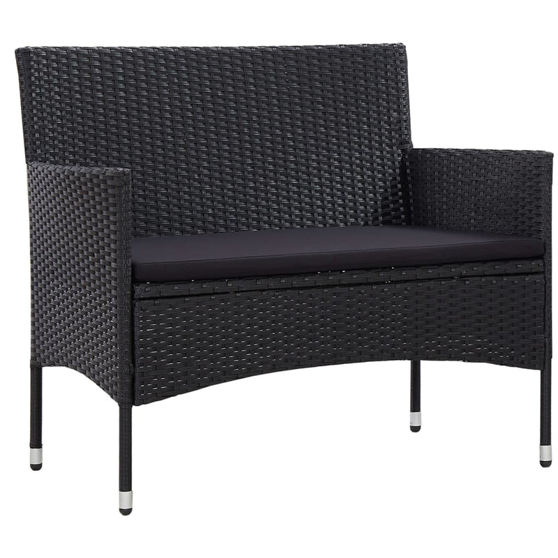 vidaXL 4 Piece Garden Lounge Set with Cushions Poly Rattan Black