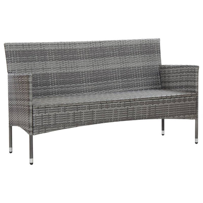 vidaXL 3-Seater Garden Sofa with Cushions Grey Poly Rattan