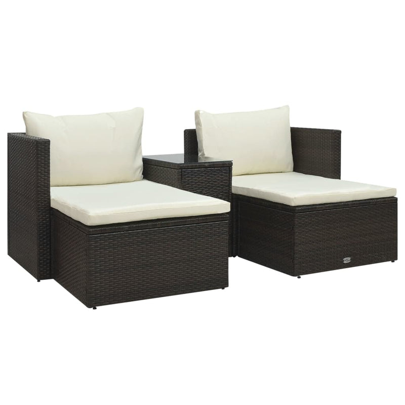 vidaXL 5 Piece Garden Lounge Set with Cushions Poly Rattan Black