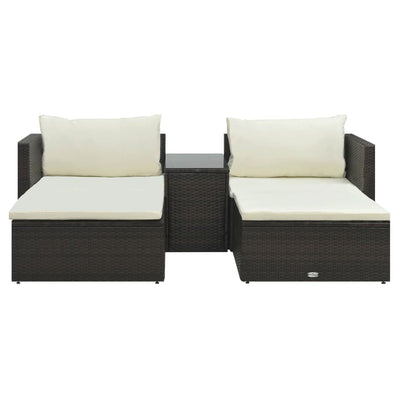 vidaXL 5 Piece Garden Lounge Set with Cushions Poly Rattan Black
