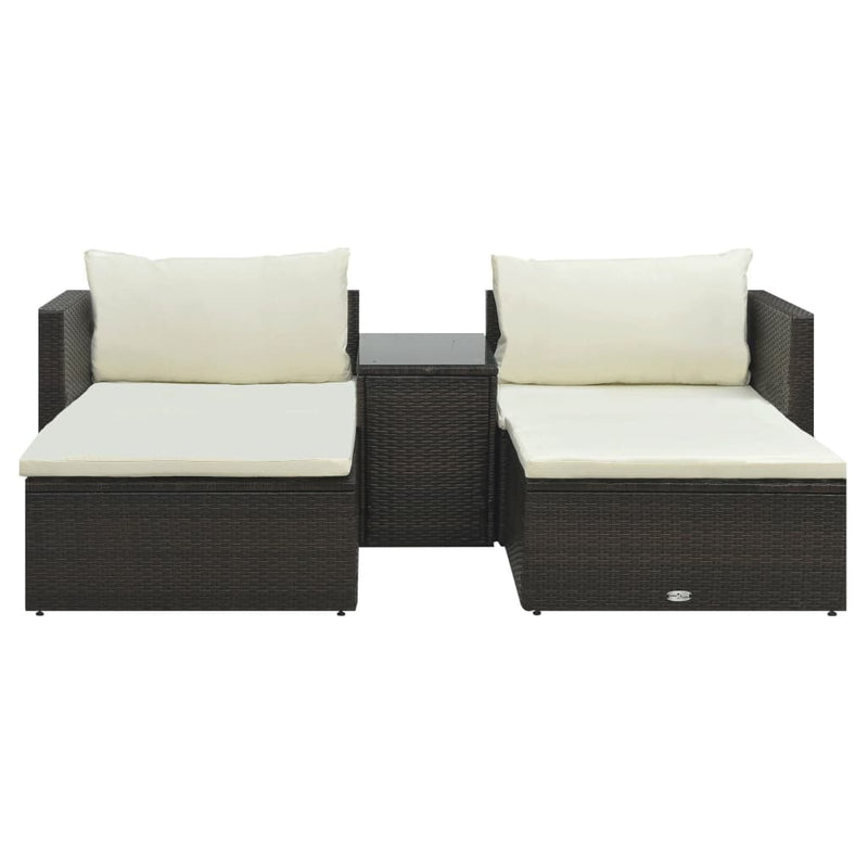 vidaXL 5 Piece Garden Lounge Set with Cushions Poly Rattan Black