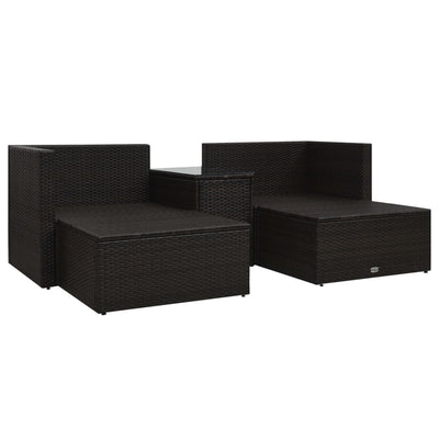 vidaXL 5 Piece Garden Lounge Set with Cushions Poly Rattan Black