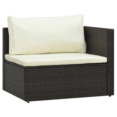 vidaXL 5 Piece Garden Lounge Set with Cushions Poly Rattan Black