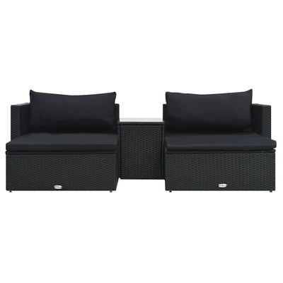 vidaXL 5 Piece Garden Lounge Set with Cushions Poly Rattan Black