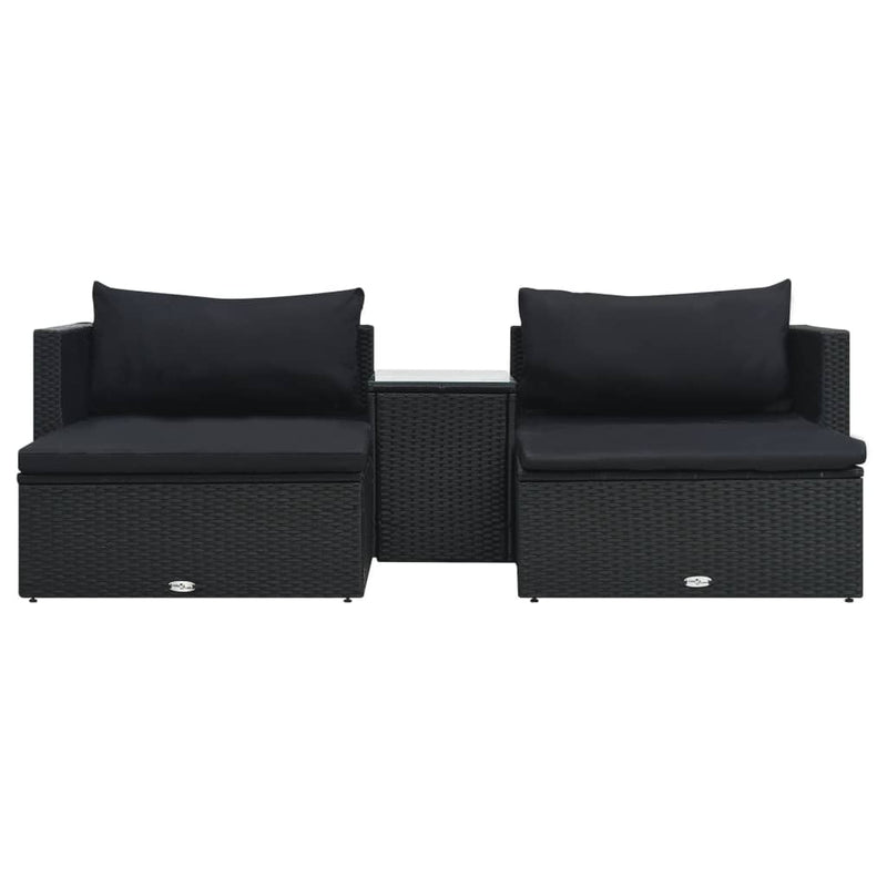 vidaXL 5 Piece Garden Lounge Set with Cushions Poly Rattan Black