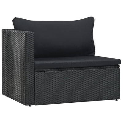 vidaXL 5 Piece Garden Lounge Set with Cushions Poly Rattan Black
