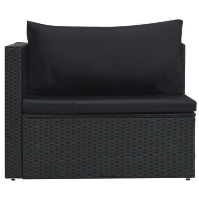 vidaXL 5 Piece Garden Lounge Set with Cushions Poly Rattan Black