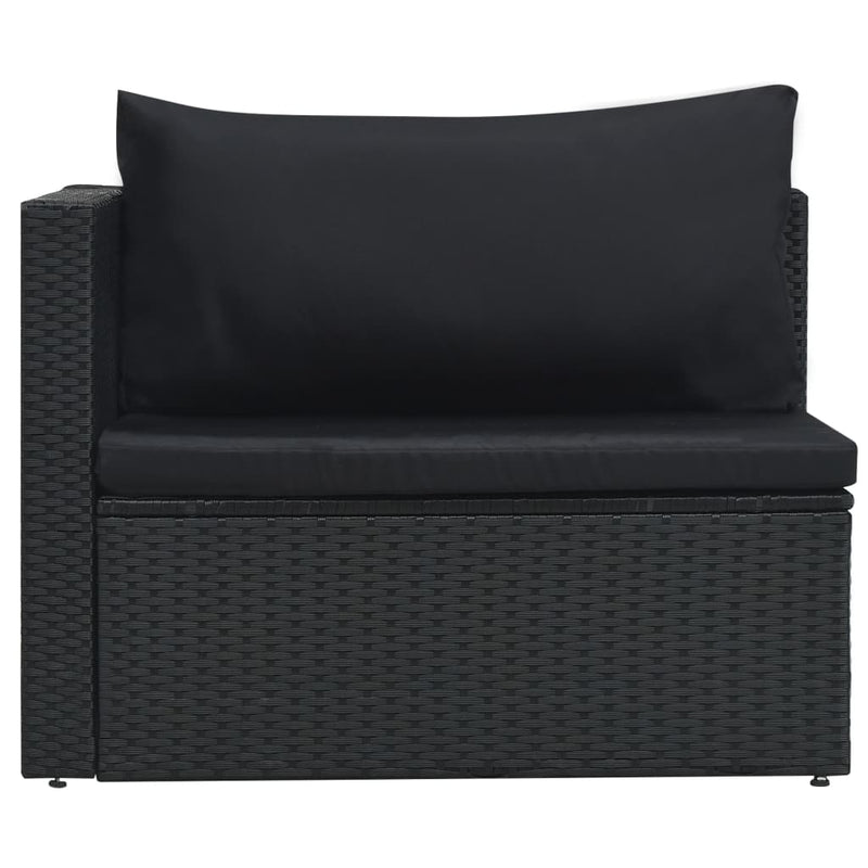 vidaXL 5 Piece Garden Lounge Set with Cushions Poly Rattan Black