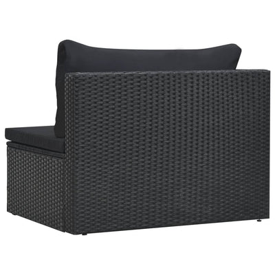 vidaXL 5 Piece Garden Lounge Set with Cushions Poly Rattan Black