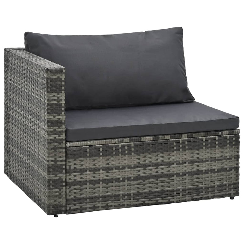 vidaXL 5 Piece Garden Lounge Set with Cushions Poly Rattan Grey