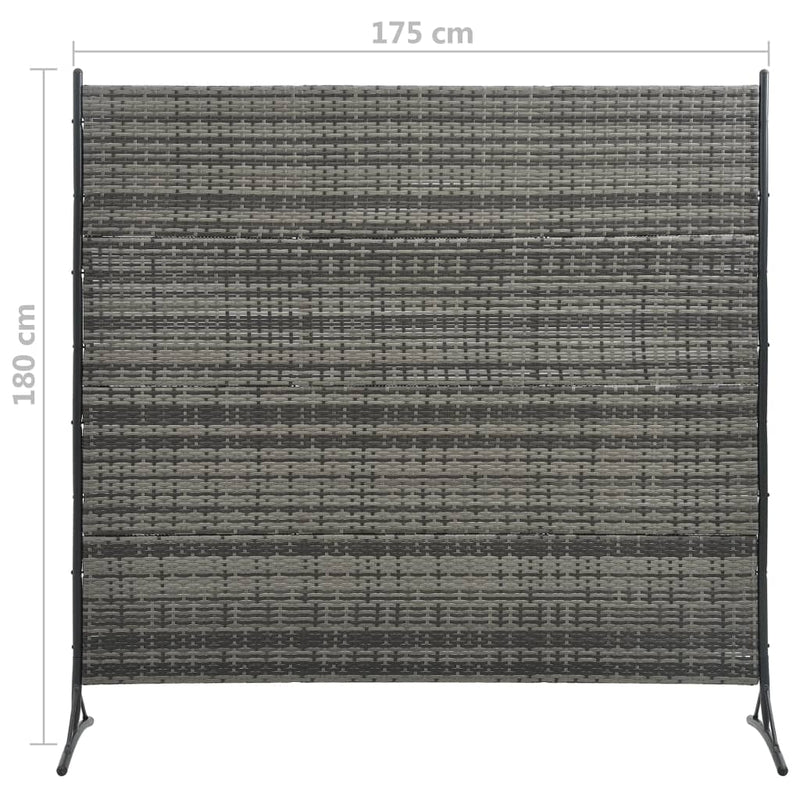 vidaXL Room Divider Poly Rattan Anthracite 175x180 cm