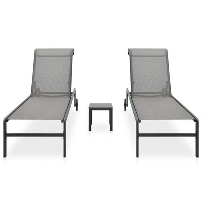 vidaXL Sun Loungers 2 pcs with Table Textilene and Steel