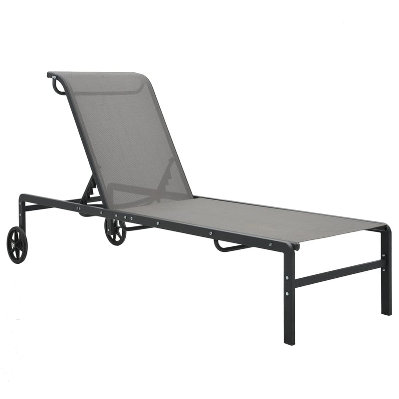 vidaXL Sun Loungers 2 pcs with Table Textilene and Steel