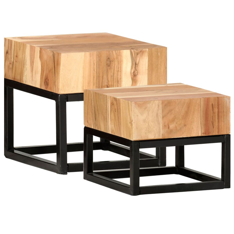 vidaXL Side Tables 2 pcs Solid Acacia Wood