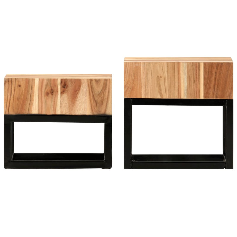 vidaXL Side Tables 2 pcs Solid Acacia Wood