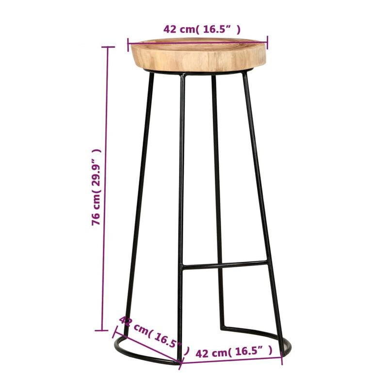 vidaXL Bar Stools 2 pcs Solid Acacia Wood