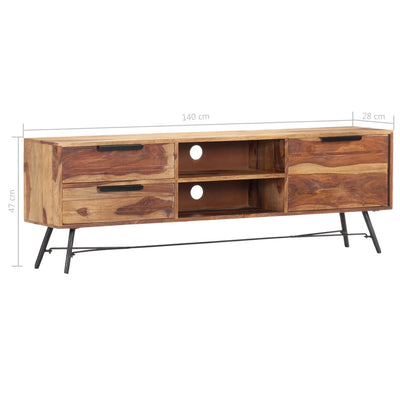 vidaXL TV Cabinet 140x28x47 cm Solid Sheesham Wood