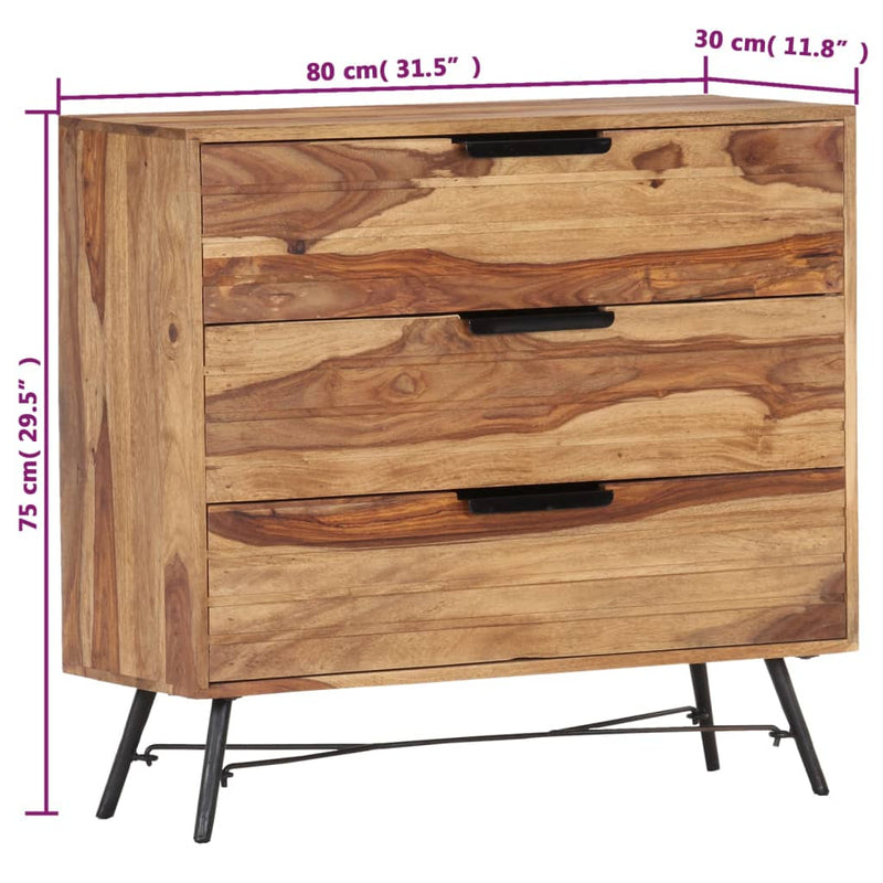 vidaXL Sideboard 80x30x75 cm Solid Sheesham Wood