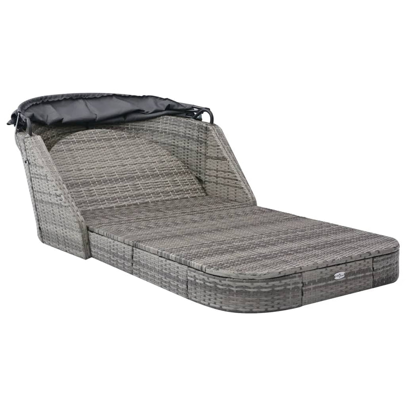 vidaXL Sun Lounger with Canopy Poly Rattan Anthracite