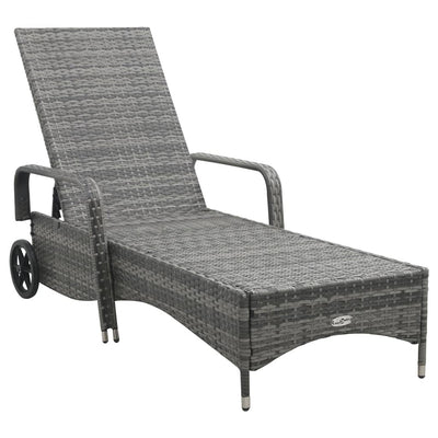 vidaXL Sun Lounger with Wheels Poly Rattan Anthracite