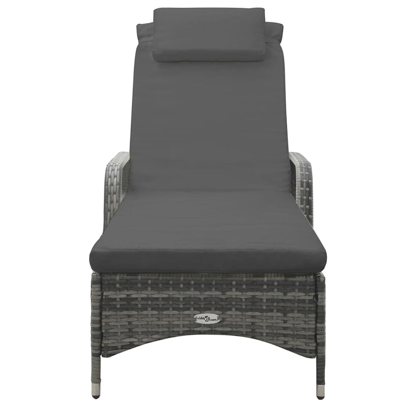 vidaXL Sun Lounger with Wheels Poly Rattan Anthracite