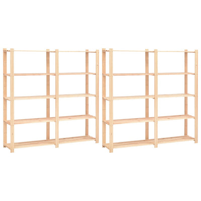 vidaXL 3-Tier Storage Racks 2 pcs 60x38x90 cm Solid Wood Pine 150 kg