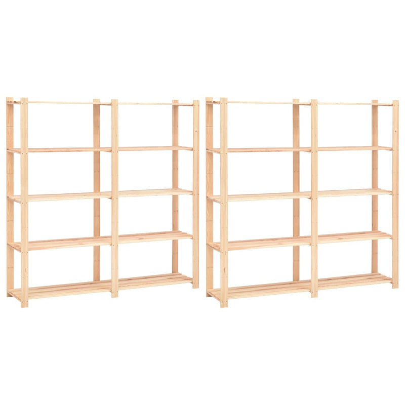 vidaXL 3-Tier Storage Racks 2 pcs 60x38x90 cm Solid Wood Pine 150 kg