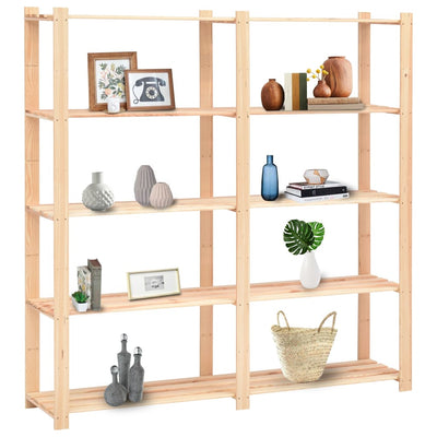vidaXL 3-Tier Storage Racks 2 pcs 60x38x90 cm Solid Wood Pine 150 kg