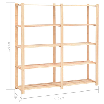 vidaXL 3-Tier Storage Racks 2 pcs 60x38x90 cm Solid Wood Pine 150 kg