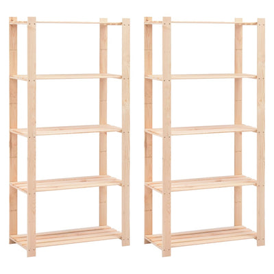 vidaXL 3-Tier Storage Racks 2 pcs 60x38x90 cm Solid Wood Pine 150 kg