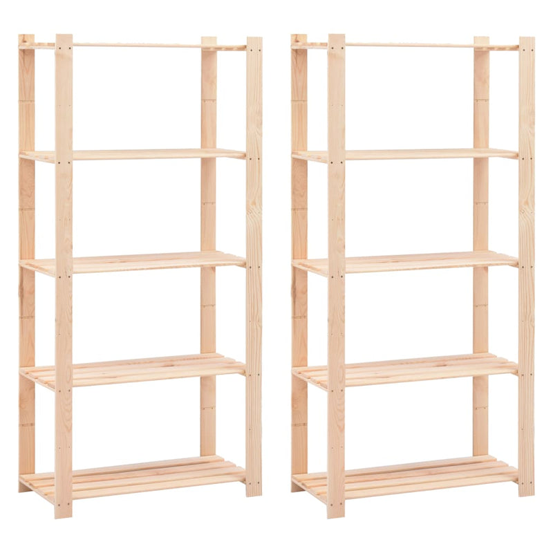 vidaXL 3-Tier Storage Racks 2 pcs 60x38x90 cm Solid Wood Pine 150 kg