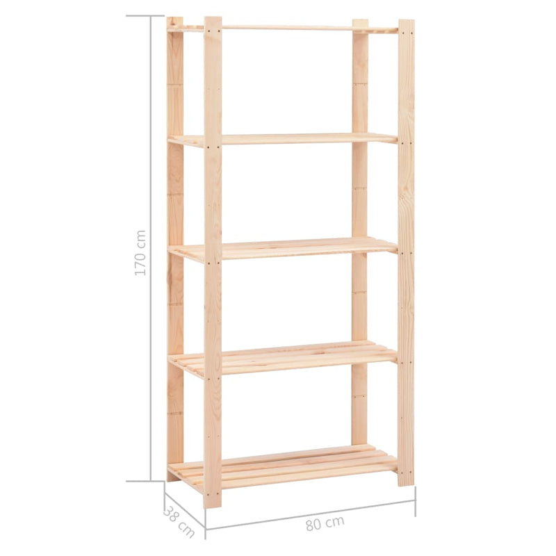 vidaXL 5-Tier Storage Racks 10 pcs 170x38x170 cm Solid Wood Pine 500 kg
