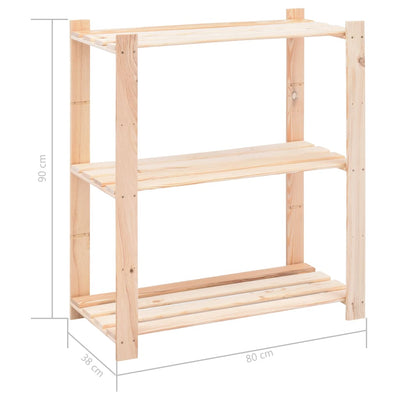 vidaXL 3-Tier Storage Racks 2 pcs 60x38x90 cm Solid Wood Pine 150 kg