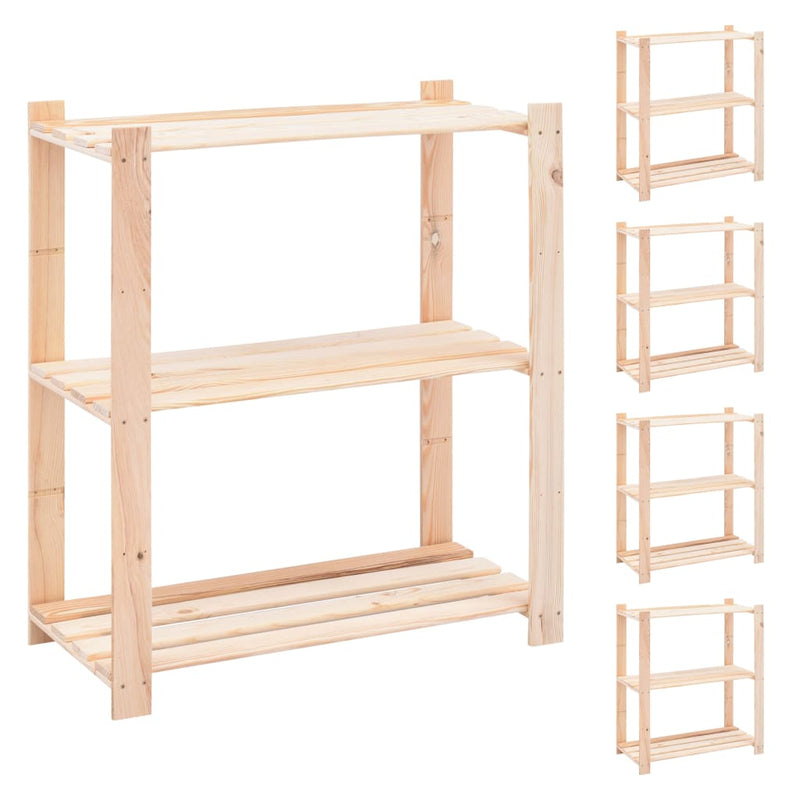 vidaXL 5-Tier Storage Racks 5 pcs 80x38x170 cm Solid Wood Pine 250 kg