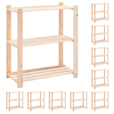 vidaXL 5-Tier Storage Racks 10 pcs 170x38x170 cm Solid Wood Pine 500 kg