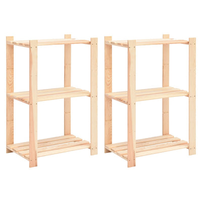 vidaXL 3-Tier Storage Racks 2 pcs 60x38x90 cm Solid Wood Pine 150 kg