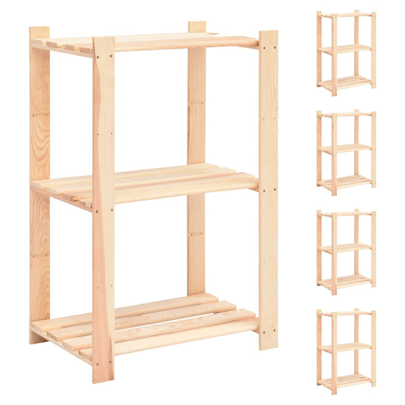 vidaXL 5-Tier Storage Racks 5 pcs 80x38x170 cm Solid Wood Pine 250 kg
