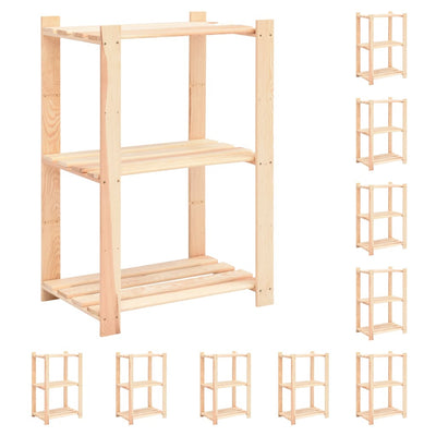 vidaXL 5-Tier Storage Racks 10 pcs 170x38x170 cm Solid Wood Pine 500 kg
