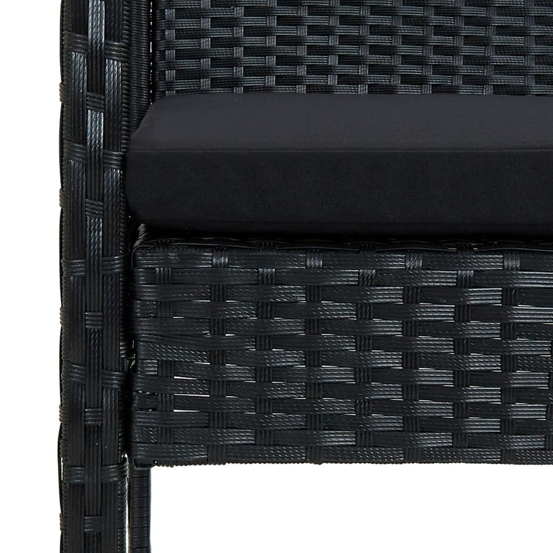 vidaXL 4 Piece Garden Lounge Set with Cushions Poly Rattan Black
