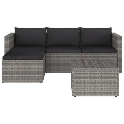 vidaXL 3 Piece Garden Lounge Set with Cushions Poly Rattan Grey