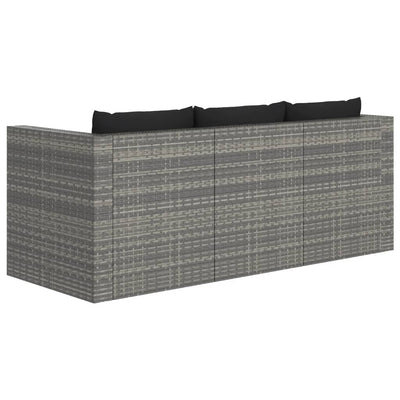 vidaXL 3 Piece Garden Lounge Set with Cushions Poly Rattan Grey