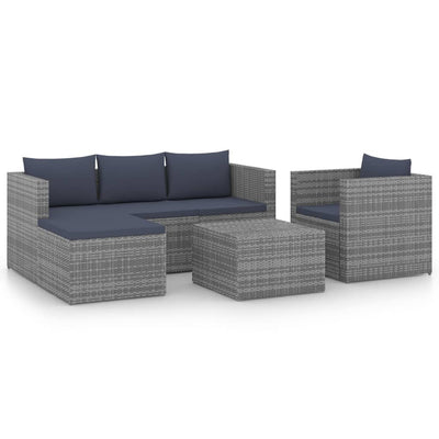 vidaXL 4 Piece Garden Lounge Set Poly Rattan Grey and Anthracite